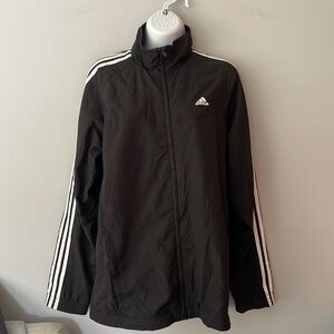 Vintage Black and White Adidas Oversized Track Windbreaker Jacket